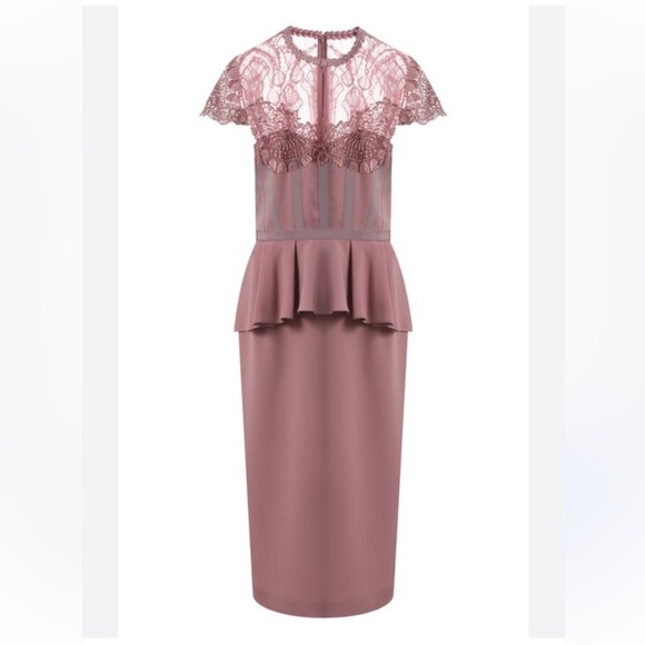 ☀️Zuhair Murad Pink Strapless Peplum Sheath Dress - Picture 1 of 4